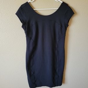 Athleta Black Fitted V-Back Illusion Dress, Medium